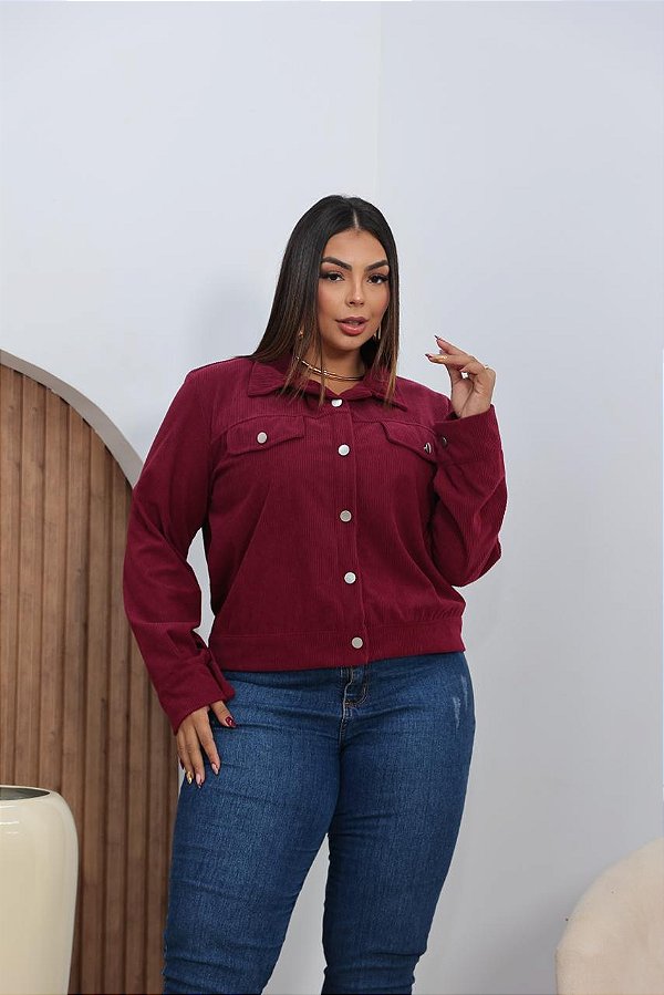 Jaqueta Cotelê Estela Vinho Plus Size