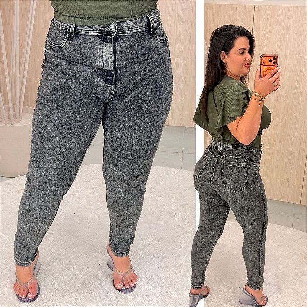 Calça Jeans FF Skinny Raquel Chumbo Plus Size