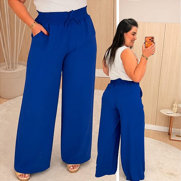 Pantalona Sueli Azul Royal Plus Size
