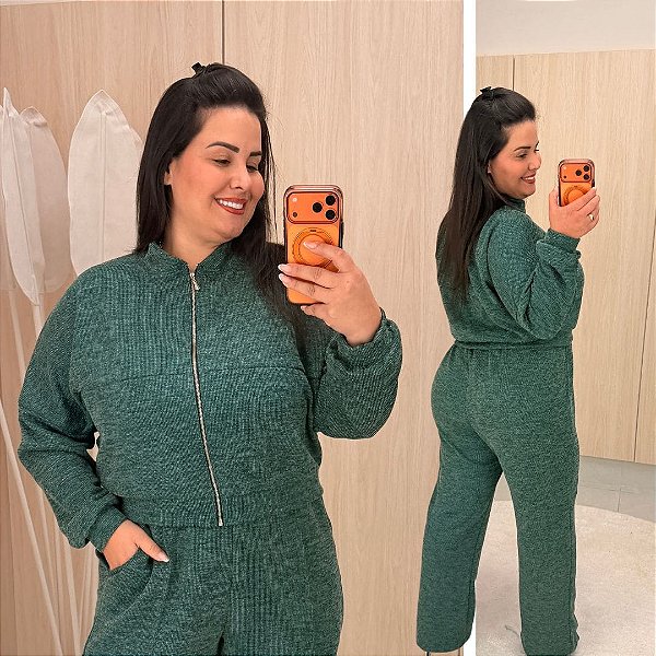 Conjunto Vip Manga Longa Natali Verde Plus Size