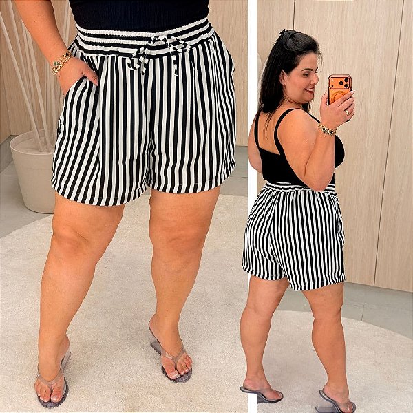 Short Duna Vip Ruth Listra Preta Plus Size