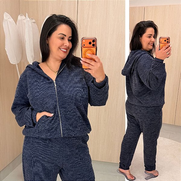 Conjunto Vip Calça Jaqueline Azul Marinho Plus Size