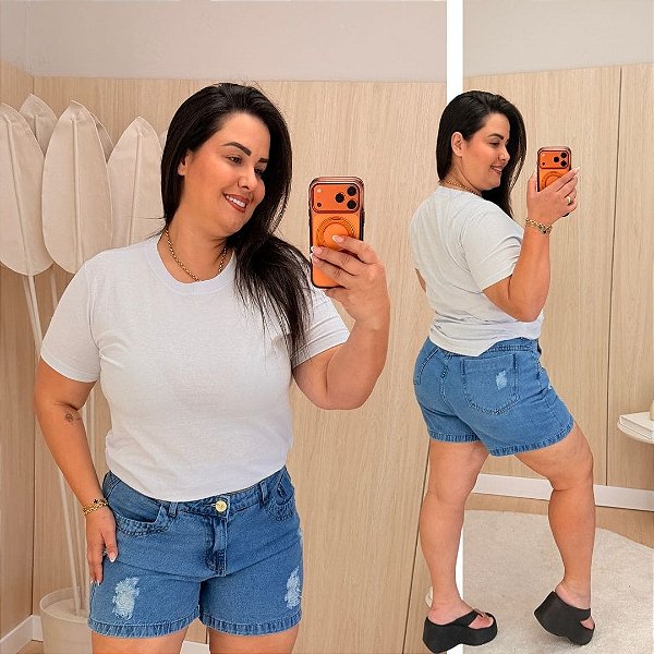 T shirt Básica Lisa Branca Plus Size