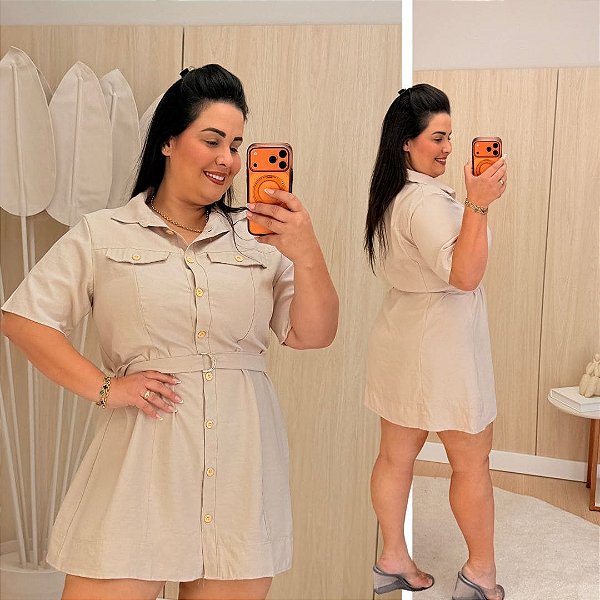 Vestido Oriana Curto Nude Plus Size