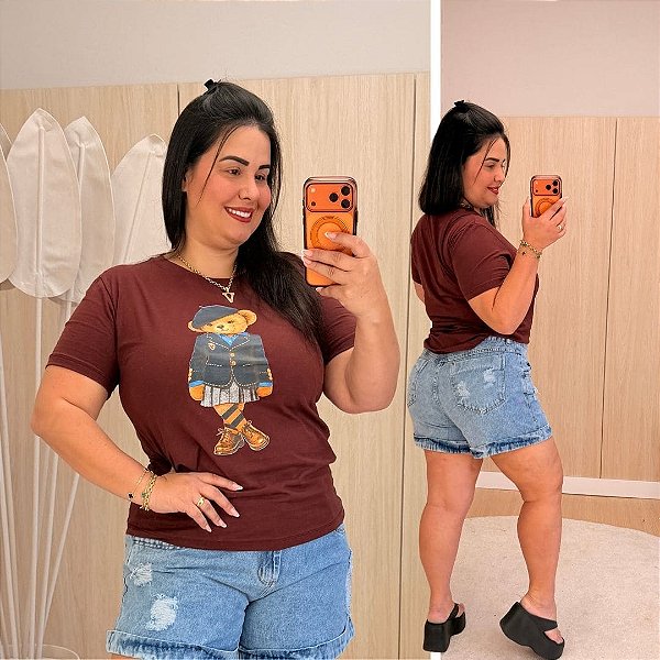 T shirt Urso Cherry Plus Size
