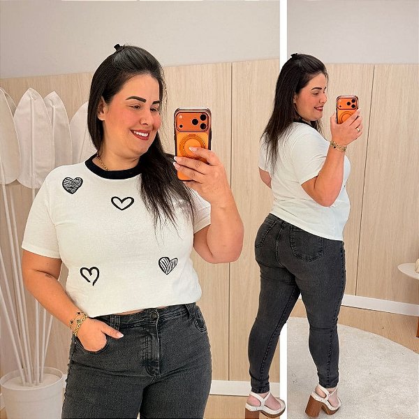 T shirt Gola Off Corações Plus Size