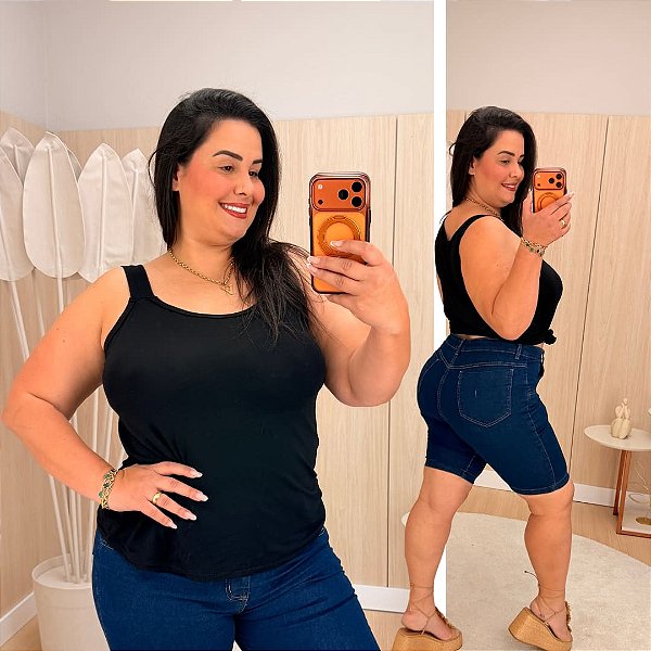 Blusa Alça Julia Preta Plus Size