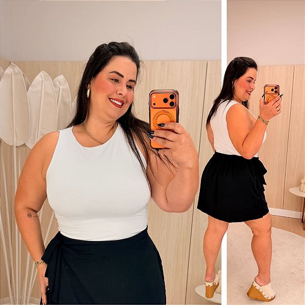 Regata Suplex Giovana Branca Plus Size