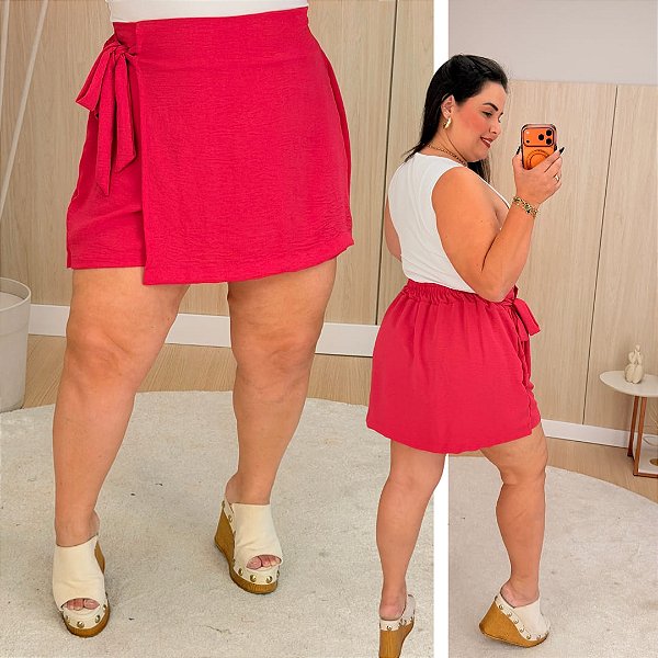 Short Saia Babi Pink Plus Size