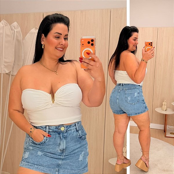 Cropped Aro Bia Branco Plus Size