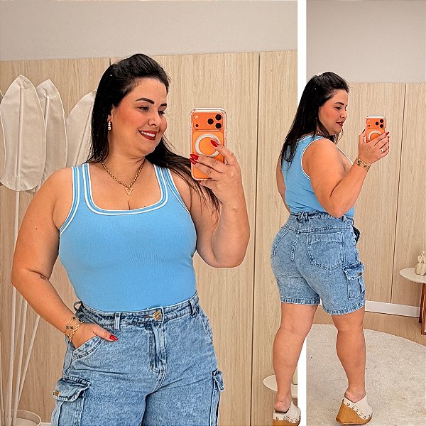 Regata Ribana Listra Sara Azul Plus Size