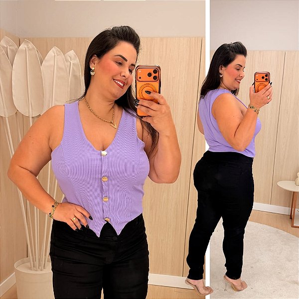Blusa Colete Elisa Lilás Plus Size