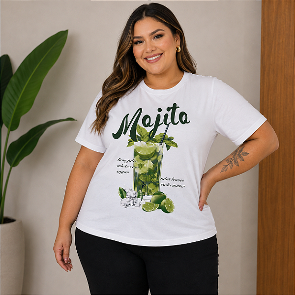 T shirt Mojito Estampado Limão Plus Size