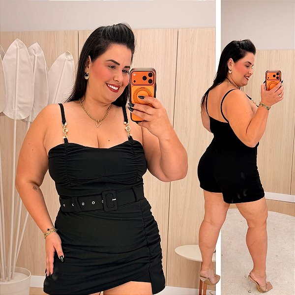 Macaquinho Essência Preto Plus Size
