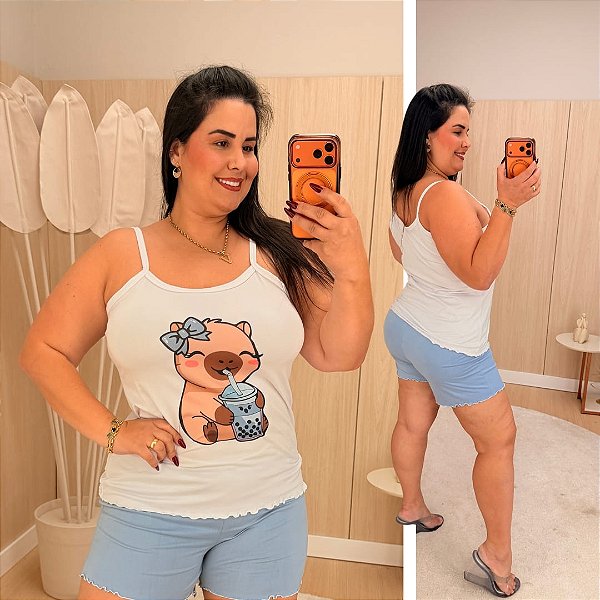 Pijama Capivara Laço Plus Size