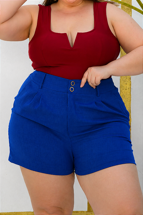Short Linhão Lidia Azul Royal Plus Size
