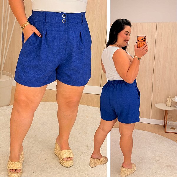 Short Linhão Lidia Azul Royal Plus Size