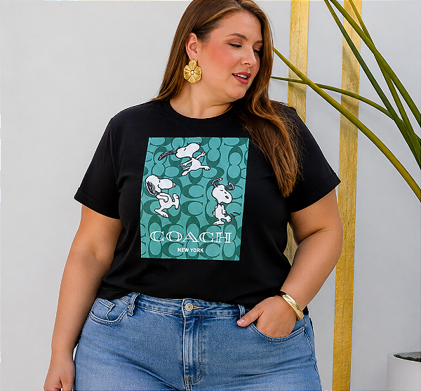 T shirt Snoopy  Preta Plus Size