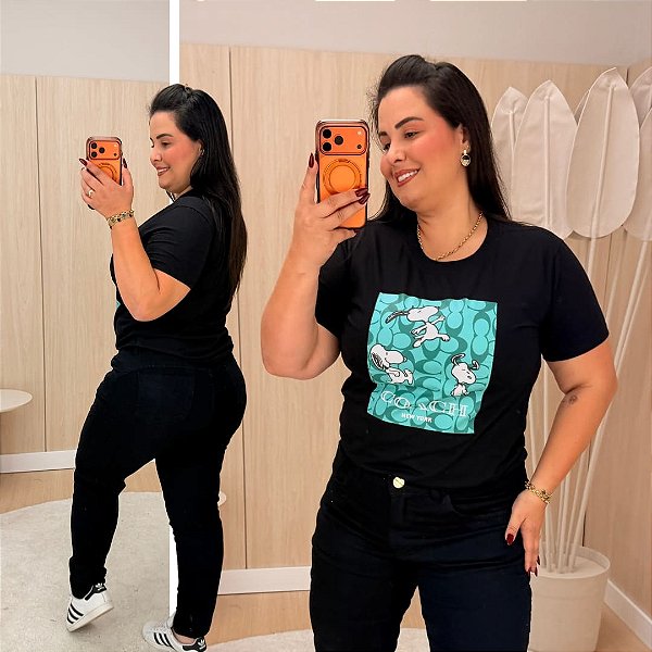 T shirt Snoopy Preta Plus Size