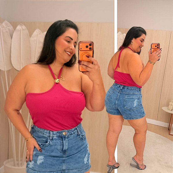 Blusa Gola Gabi Pink Plus Size