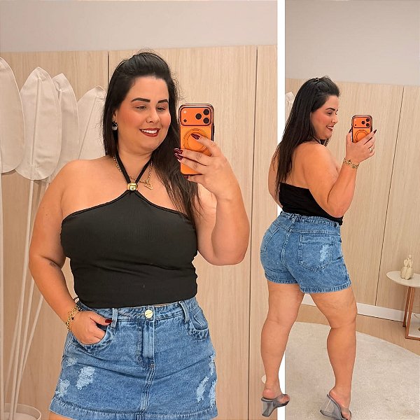 Blusa Gola Gabi Preta Plus Size