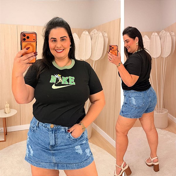 T shirt Sininho Preta Plus Size