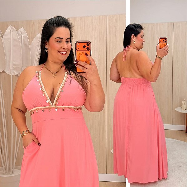 Vestido Alcinha Lis Rosa Plus Size