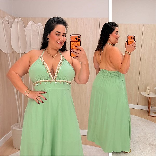 Vestido Alcinha Lis Verde Plus Size