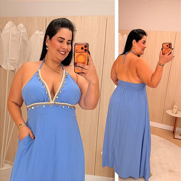 Vestido Alcinha Lis Azul Plus Size