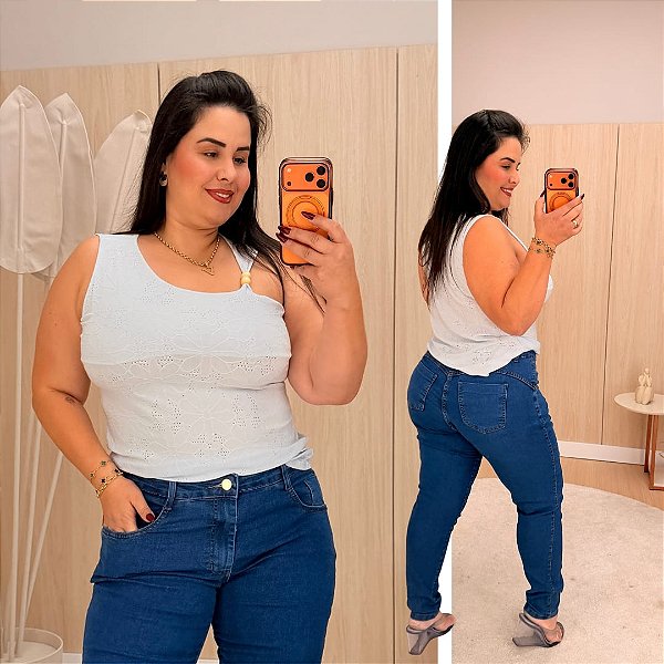 Blusa Nula Laise Rebeca Branca Plus Size