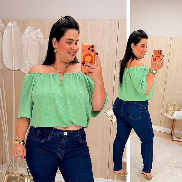 Blusa Ciganinha Aro Deise Verde Plus Size