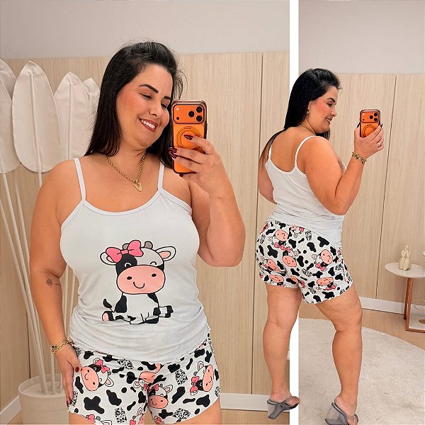 Pijama Estampa Vaquinha Milk Plus Size