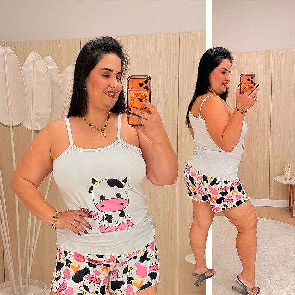 Pijama Estampa Vaquinha Sino Plus Size