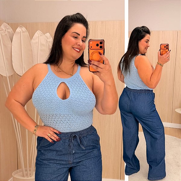 Blusa Modal Monique Azul Plus Size