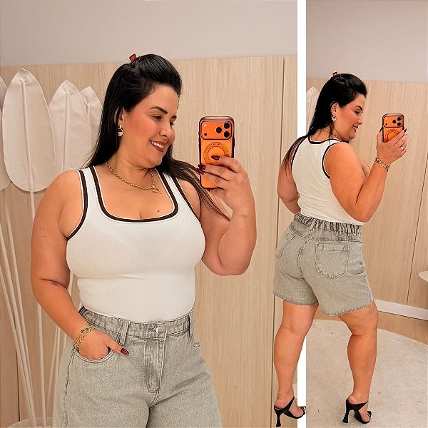 Regata Ribana Listra Sara Branca Plus Size