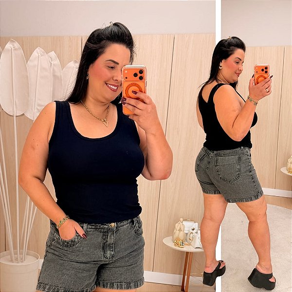 Regata Básica Bel Preta Plus Size