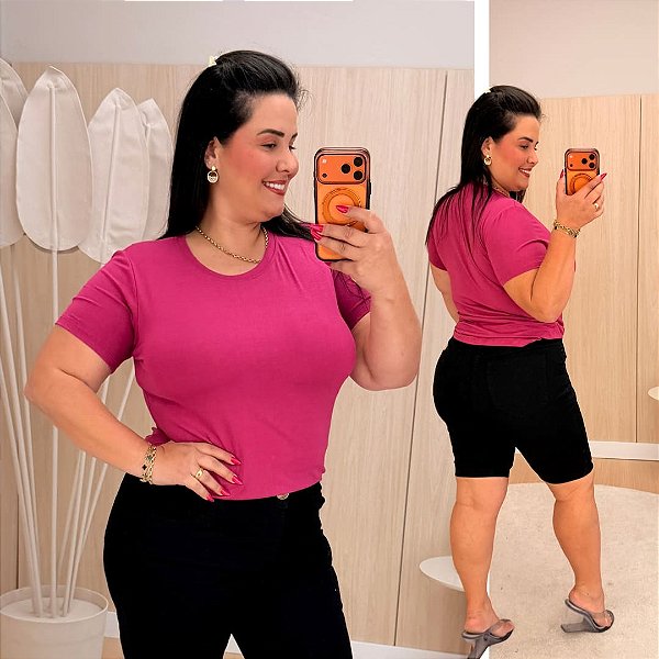 Blusão Visco Marina Fúcsia Plus Size