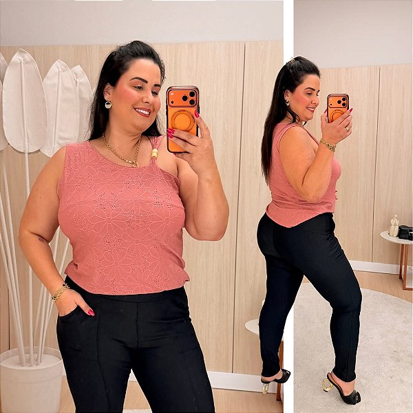 Blusa Nula Laise Rebeca Rose Plus Size