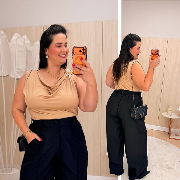 Blusa Andressa Bege Plus Size