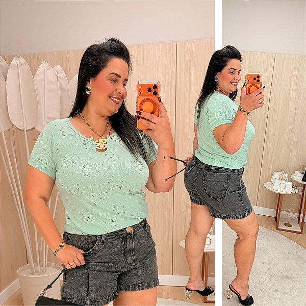 Blusa Manga Laise Verde Plus Size