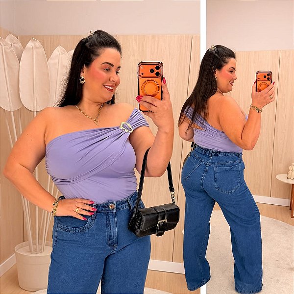 Body Fivela Lilás Plus Size
