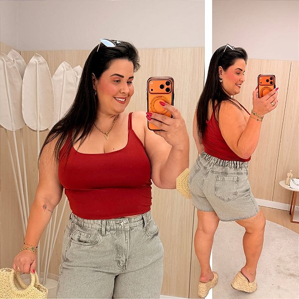 Cropped Suplex Alcinha Vermelha Plus Size