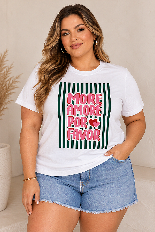 T shirt Estampa More Amore Off Plus Size