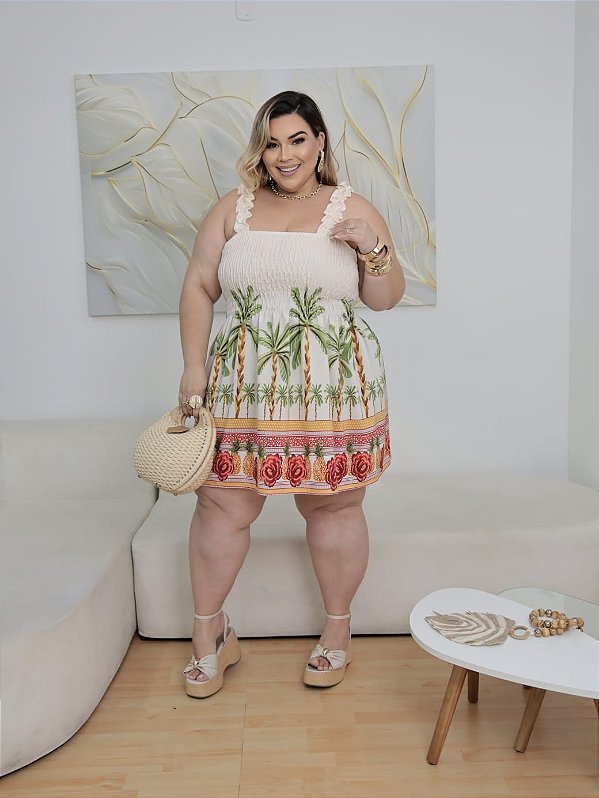 Vestido Gabriela Off Estampado Plus Size