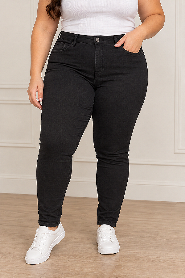 Calça Jeans Preta Mônica Plus Size