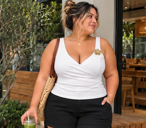 Blusa Alça Flor Lilian Branca Plus Size