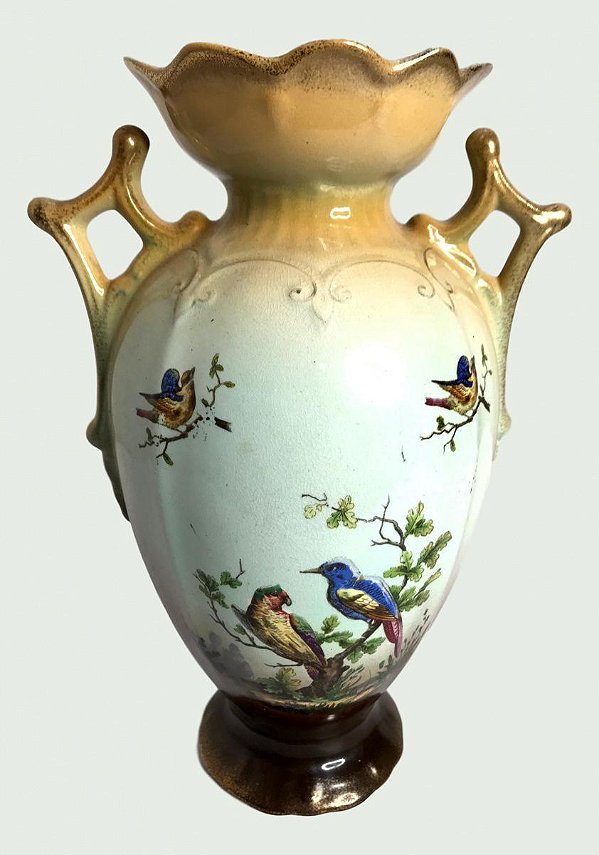 Vaso inglês Pintura de Pássaros anos 1950.