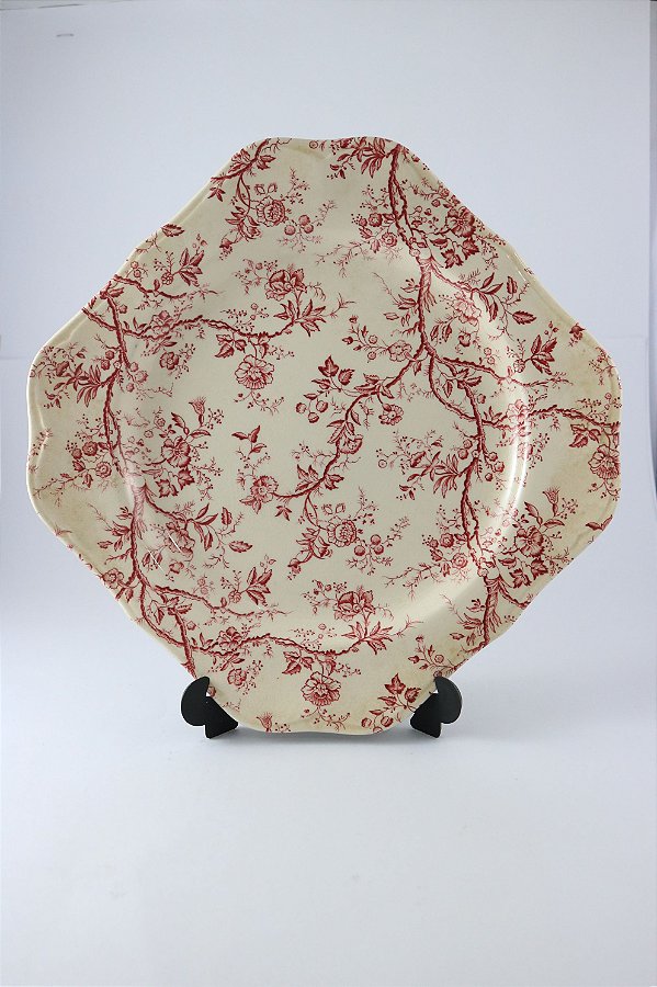 Prato Johnson Brothers Old Bradbury  pintura floral  oitavado