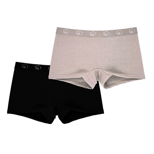Kit com 2 Calcinhas Boxer Juvenil malha Cotton