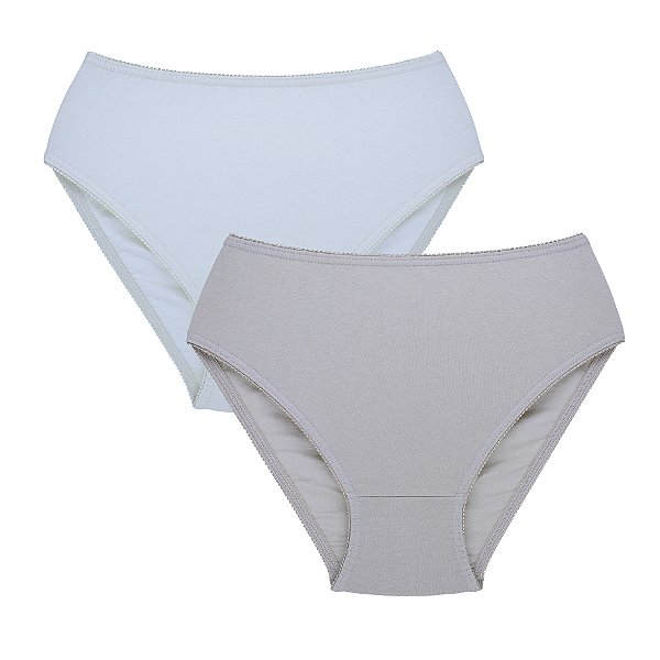 Kit com 2 Calcinhas Cava Alta 100% Algodão